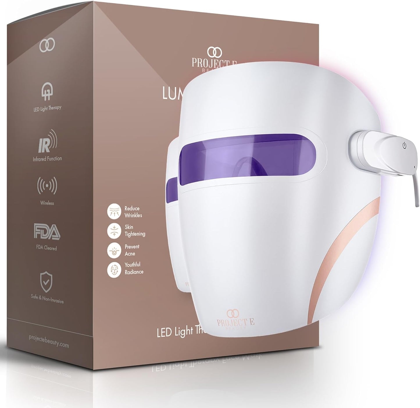 LED Light Facial Mask by | Infrared, Red & Blue Light Therapy | Collagen Boost | Anti-Wrinkle & Anti-Acne | Wireless Face Mask | Advanced Skincare | All Skin Types