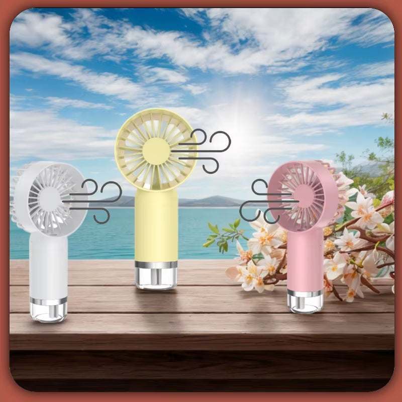 2-In-1 Portable Humidifier&Handheld Fan-Usb Rechargeable Mist Cooling, Mini Fan for Travel/Home/Office (Lightweight,3 Modes）
