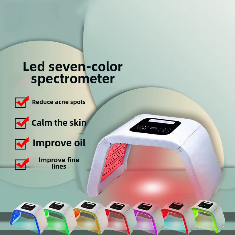 Red and Blue Spectrometer LED Photon Skin Rejuvenator 7-Color Folding Beauty Mask Hydrating Beauty Instrument