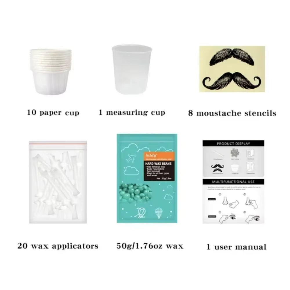 Wax Beanportable Painless Nose Wax Kit for Men & Women Nose Hair Removal Wax Set Paper-Free Nose Hair Wax Beans Cleaning Wax Kit