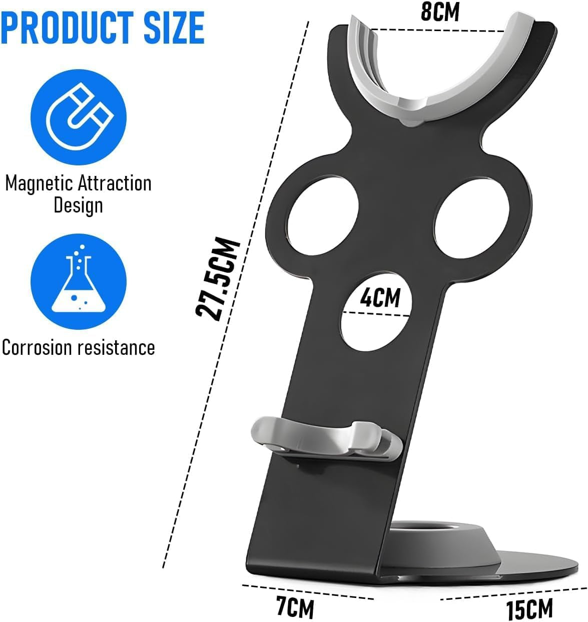 Supersonic Hair Dryer Stand Holder with Magnetic Bracket, Aluminum Alloy, Diffuser and Nozzles