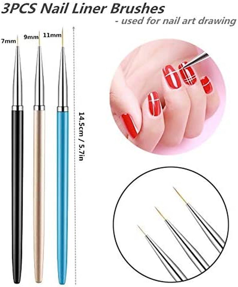 5PCS Dotting Pens with 3PCS Nail Painting Brushes, Multicolor Acrylic & Stainless Steel Nail Art Set