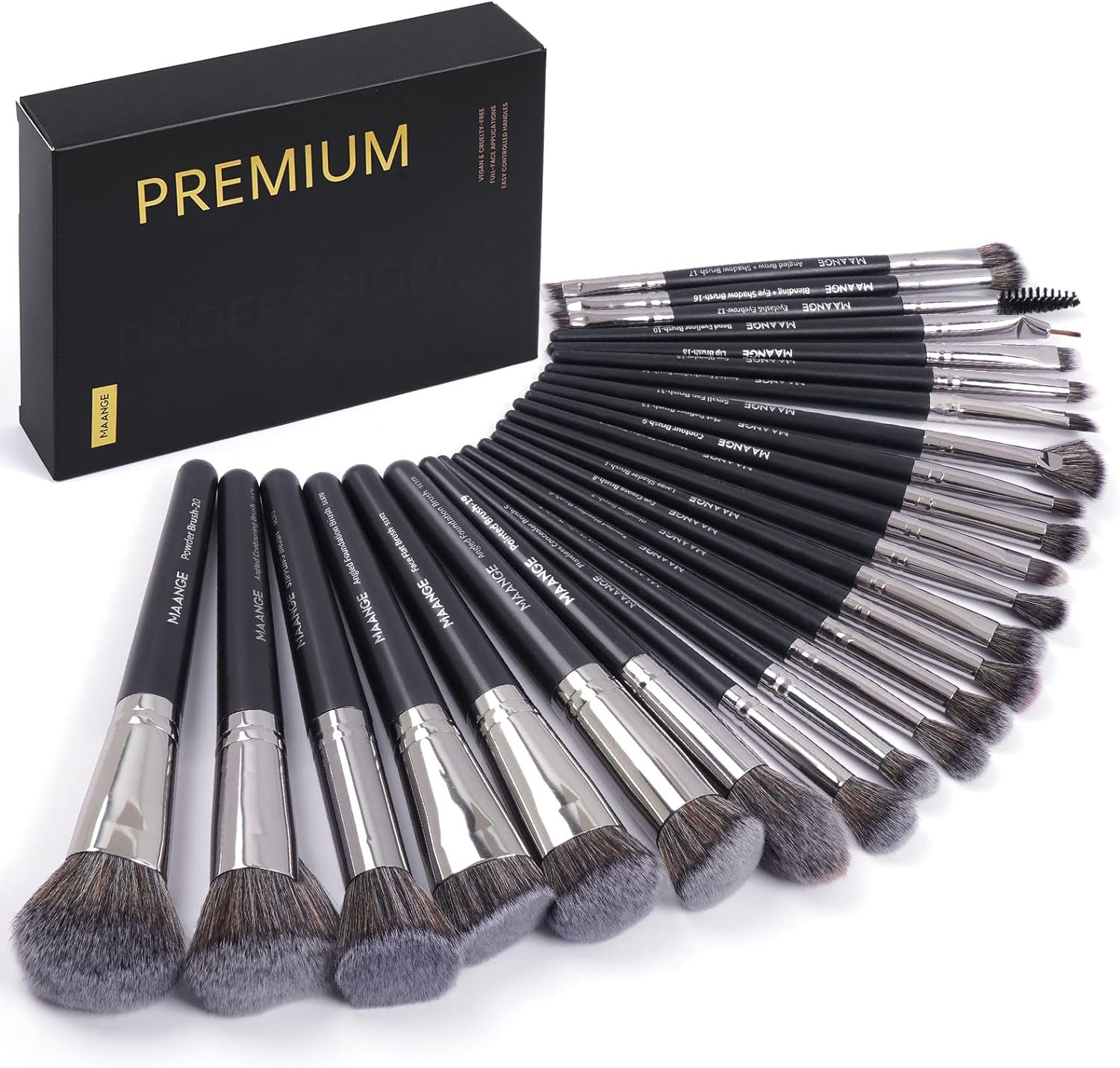 Make up Brushes,  25Pcs Make up Brush Set Foundation Eyeshadow Blush Brush Blending Concealers Face Powder Eye Make up Brushes Set with Gift Box (Black)