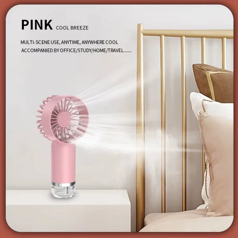 2-In-1 Portable Humidifier&Handheld Fan-Usb Rechargeable Mist Cooling, Mini Fan for Travel/Home/Office (Lightweight,3 Modes）