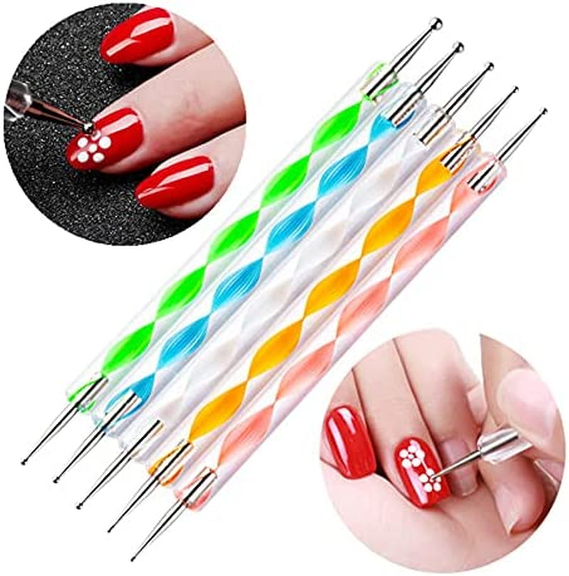 5PCS Dotting Pens with 3PCS Nail Painting Brushes, Multicolor Acrylic & Stainless Steel Nail Art Set