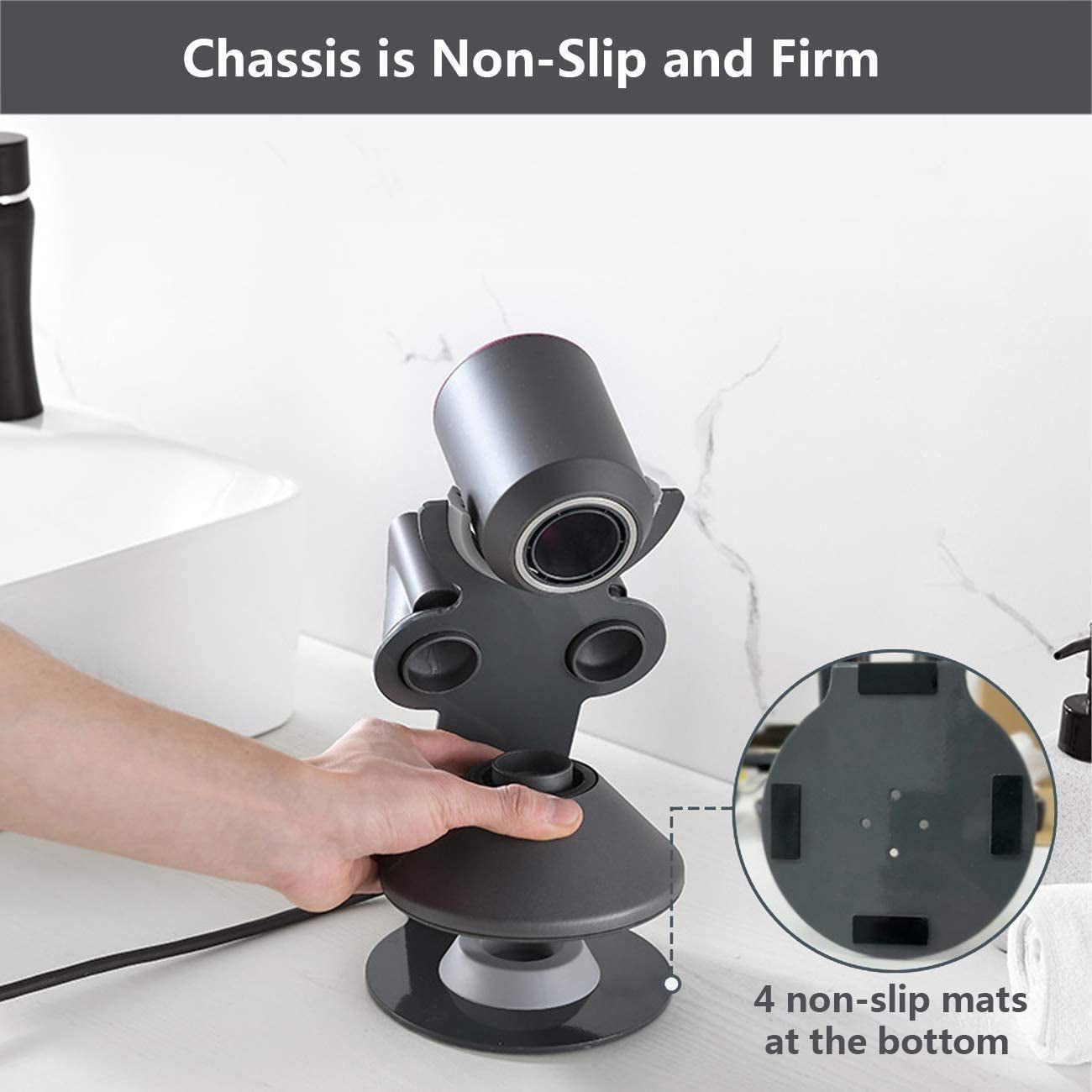 Supersonic Hair Dryer Stand Holder with Magnetic Bracket, Aluminum Alloy, Diffuser and Nozzles