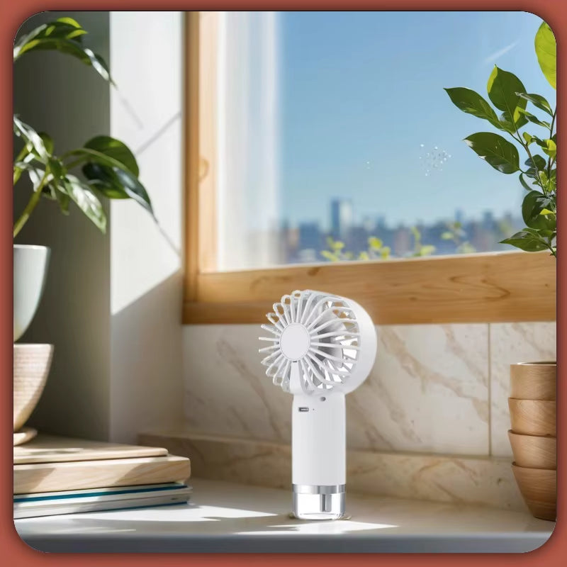 2-In-1 Portable Humidifier&Handheld Fan-Usb Rechargeable Mist Cooling, Mini Fan for Travel/Home/Office (Lightweight,3 Modes）